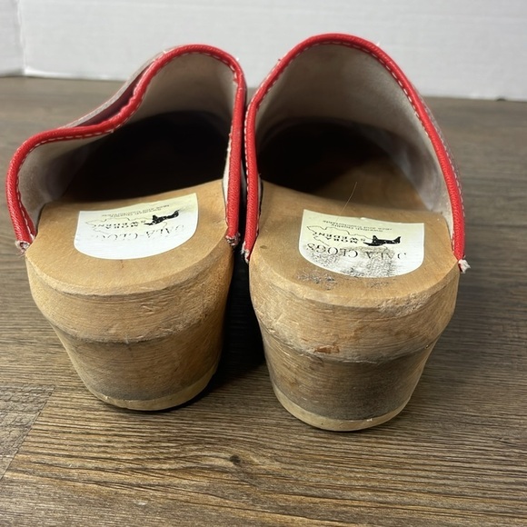 Dala Women’s Red Painted Swedish Clogs, Heidi the Swiss Miss, Scandinavian EU 36 - Picture 7 of 11